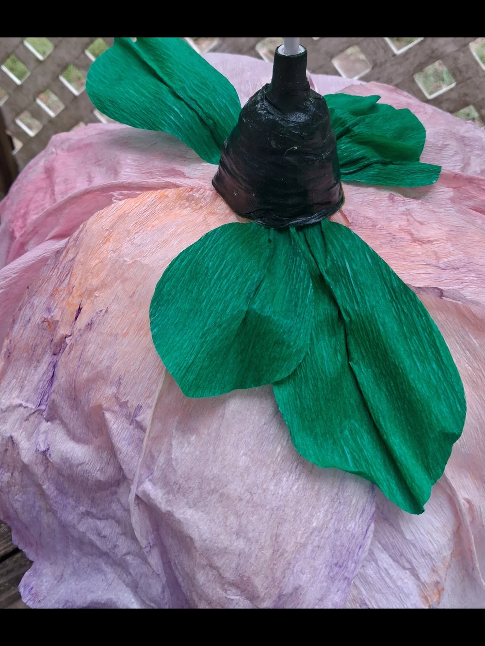 Handcrafted Large Watercolor Italian Crepe Paper Flower Hanging Lamp W/LED Bulb